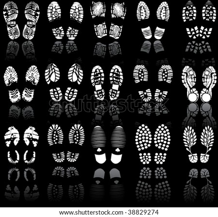 Shoe Print Clipart. of various shoe print