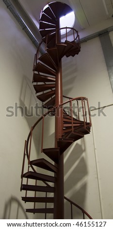 red spiral fire stairs