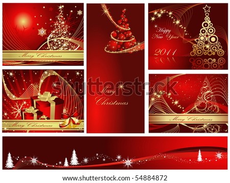 Merry Christmas And Happy New Year Cards. stock vector : Merry Christmas