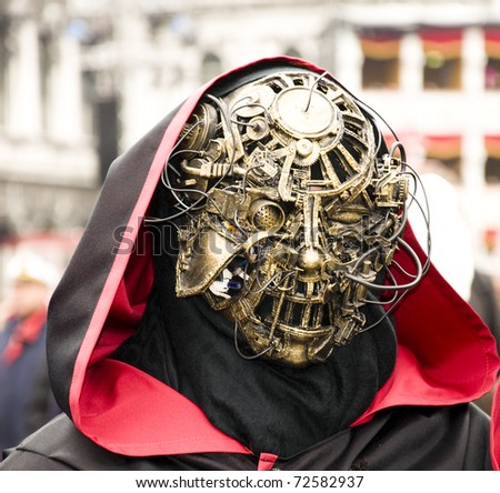 VENICE, ITALY - FEBRUARY 27: Participant in The Carnival, an  festival that starts around two weeks before Ash Wednesday and ends on Shrove Tuesday or Mardi Gras on February 27, 2011 in Venice, Italy