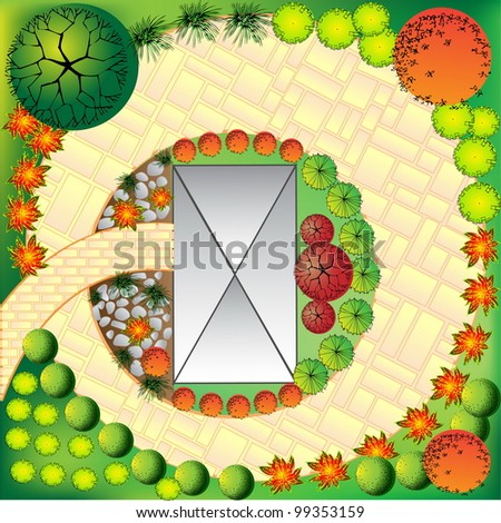 Planninggarden on Plan Of Garden With Plant Symbols Stock Vector 99353159   Shutterstock
