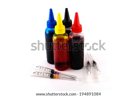 Ink jet refill tools and cmyk ink