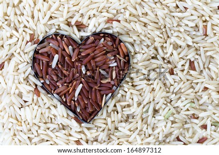 Heart shaped unpolished  germinated rice, unpolished rice