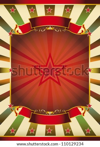 Traditional sunbeam poster. A large red frame with sunbeams for your message .