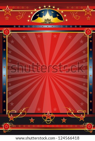 Red dark circus. a circus vintage poster with sunbeams for your advertising