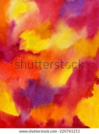 Red and yellow watercolor background. Abstract hand painted grunge background