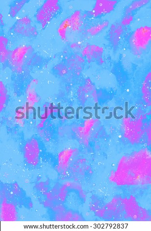 Pink and sky blue abstract watercolor painted background. Hand drawn texture.