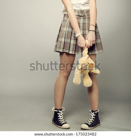 teenager girl with teddy bear