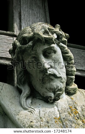 Close up of statue of Jesus Christ on the cross