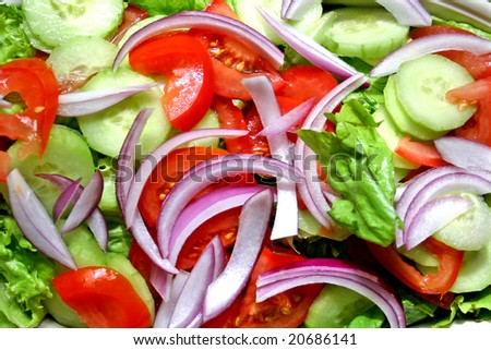 Close shot of fresh chopped salad ready for serving