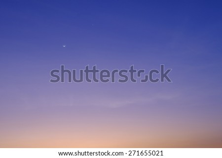 little moon on sky sunset nature background, soft focus