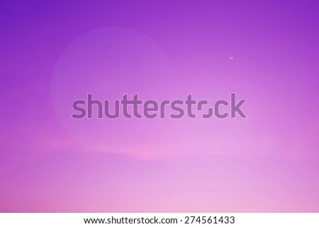 Blurred soft style pink purple tone and little moon on sky sunset nature background