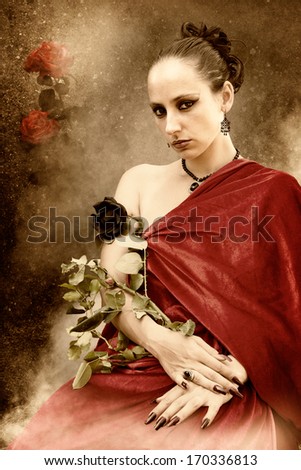 a rose queen - a woman grows a rose plant on the arm