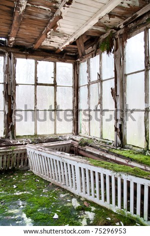 old winter garden - derelict room with large windows