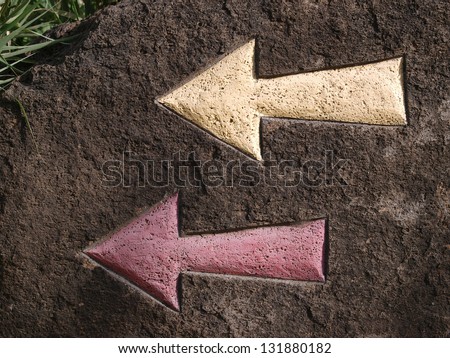 indication of direction in stone
