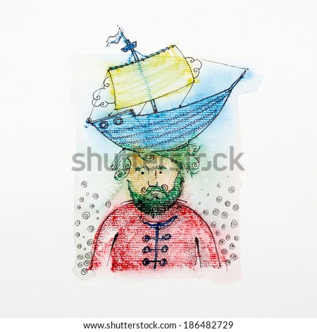 Pirate Portrait with a hat like a ship/The Pirate/photo