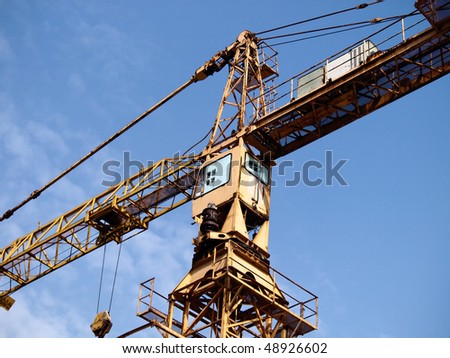Detail of construction crane cabin