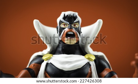 Kuala Lumpur, Malaysia November 1, 2014: Slightly defocused and closeup figurine of Brother Blood, a legacy super-villain and enemy to the Teen Titans.