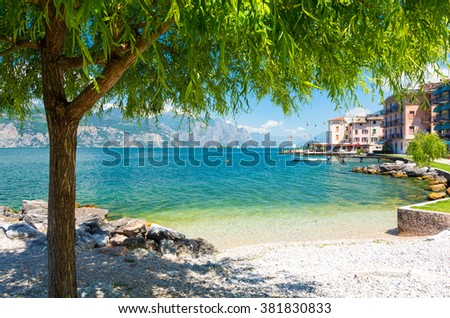 beautiful beach on Garda Lake, Italy