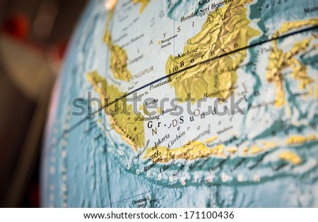 Asia map part of a world globe
