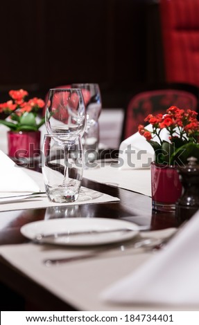 Fine table setting in a luxurious restaurant