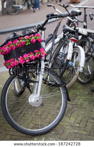 Bike locked for parking in european city