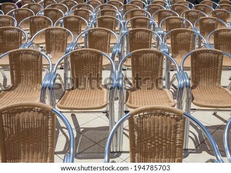Rows of chairs prepared for outdoor event