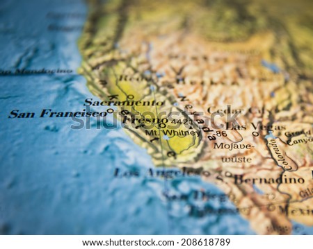 California map part of a world globe