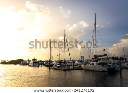 Group of yachts berthed in the harbor in Fort Lauderdale, Florida