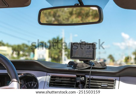 GPS device in a car, satellite navigation system