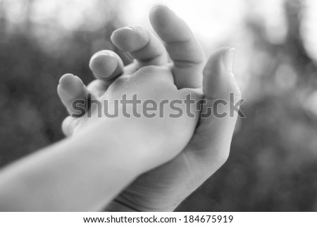 loving hands clasped of nature background