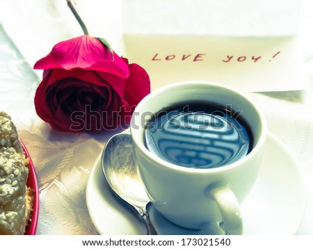 Morning coffee and love message