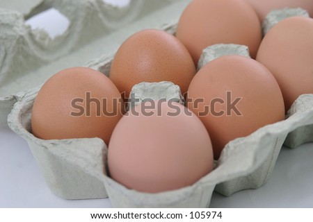 A dozen Eggs, fresh from happy chickens.