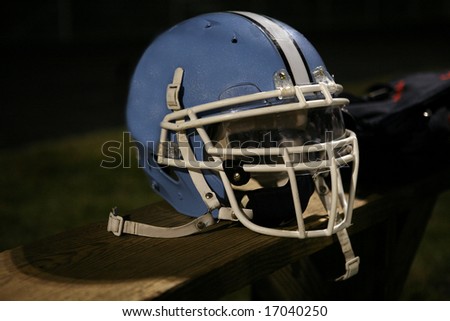 American Football Helmet on a Bench