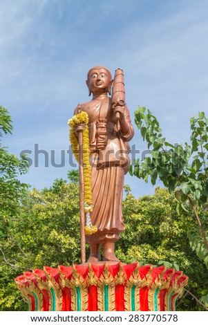 monk statue for Shin Thiwali or Sivali under sun light