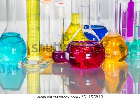 chemical flasks waiting for analysis