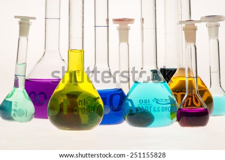chemical flasks waiting for analysis