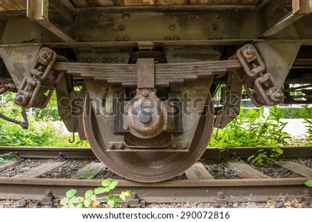 leaf springs of an old railroad wagon