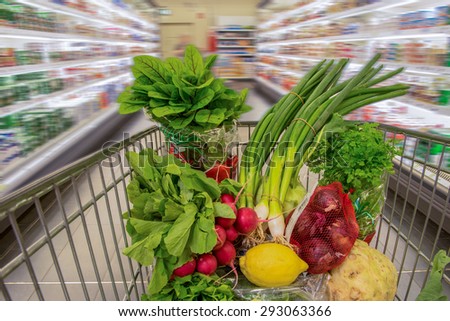 fresh vegetable shopping in the supermarket