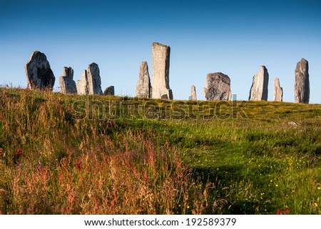Stone Circle at Callanish, Isle of Lewis, Outer Hebrides. Photographed in evening sunlight.