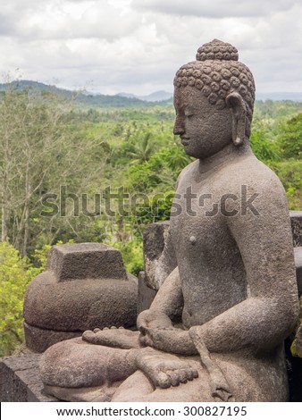 Buddha stupa at Borobudur temple near Yogyakarta on Java island, Indonesia