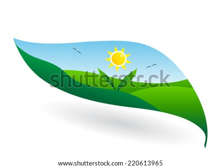 unusual landscape, leaf, birds and sun