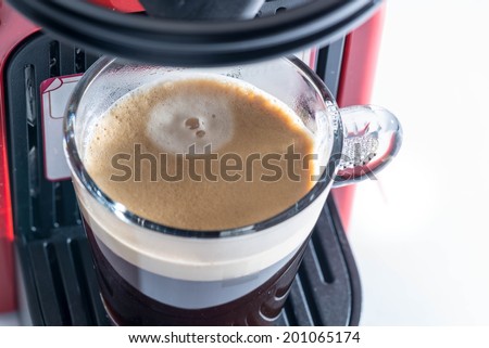 Freshly made coffee with foam