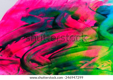 Abstract background drawn by oil paints and brushes close-up shot
