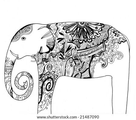 Black And White Elephant Clip Art. lack and white elephant