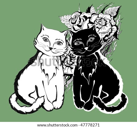 black and white cats with green eyes. Green eyes black and white cat
