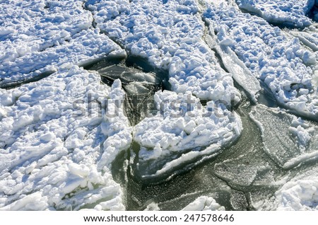 Winter sea landscape. Snow and ice texture.