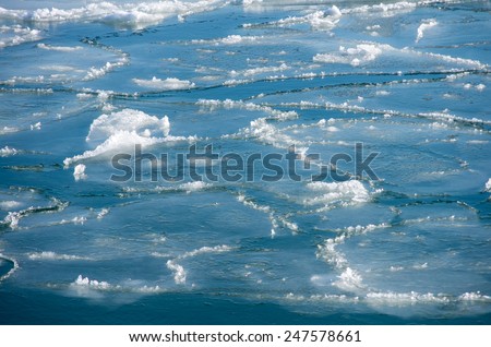Winter sea landscape. Snow and ice texture.