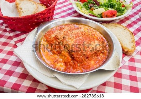 Lasagna. Italy restaurant.