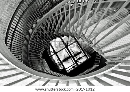 Spiral staircase in the bell tower in Verona
